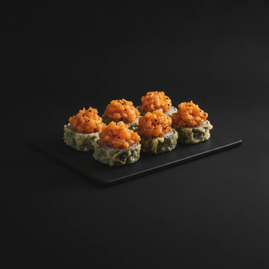 Tempura maki z tatarem z łososia